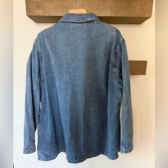 Lane Bryant|Dark Blue Denim Top with boho gold buttons,oversized boyfriend fit• - Picture 5 of 13
